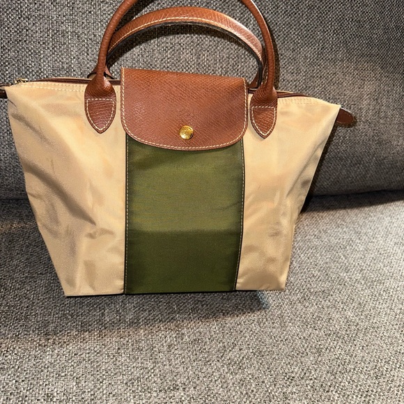 Longchamp mini Elegant Tan and Green Tote Bag - Picture 13 of 14